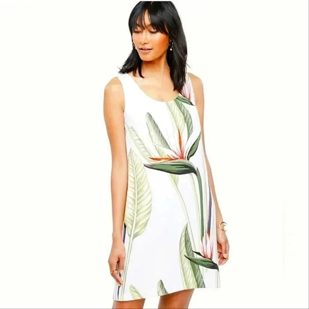 Ann Taylor Tropical Bird of Paradise Floral sleeveless Dress - Picture 1 of 7